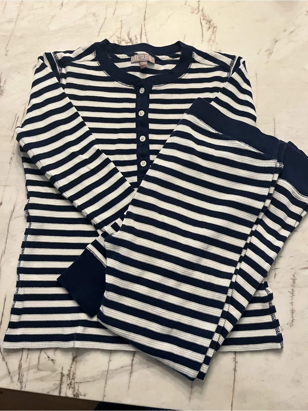 J.Crew Women’s Navy and White Stripe Pajama Set